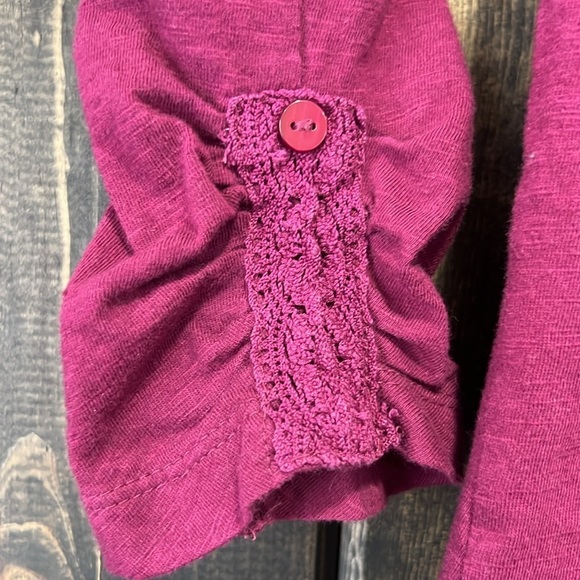 Anthropologie Meadow Rue Lace Boho Top XS Purple Ruffle Pleated Girly Office - Picture 4 of 8